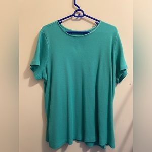 Thermal Short-Sleeve Satin-Trim Tee woman within 2X Turquoise